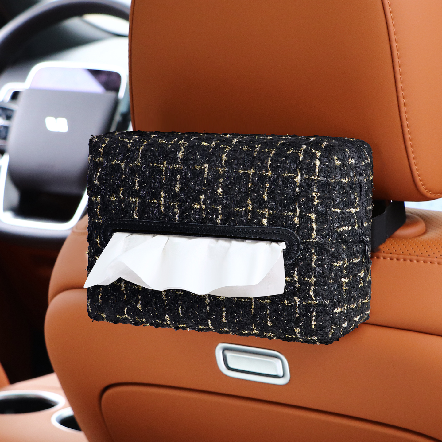 高级感小香风轻奢车载纸巾盒