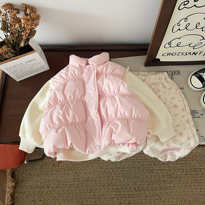 冬季新款女童童装韩版甜美棉马甲卡通加绒卫衣碎花加绒休闲裤