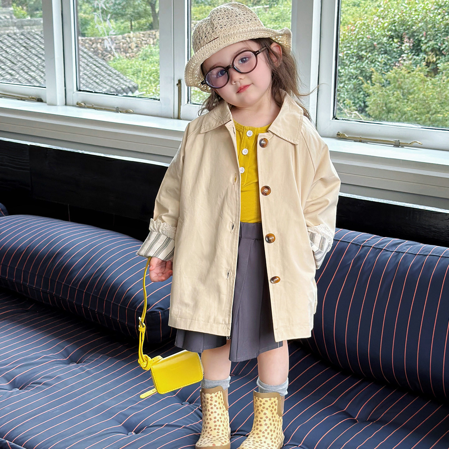 女童风衣春秋款2026新款儿童休闲英伦风中长款女宝宝春装洋气外套,童装/婴儿装/亲子装,风衣,淘宝优惠券,粉丝福利购,淘宝优惠卷