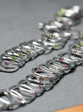 天然碧玺戒指女款方形韩国时尚