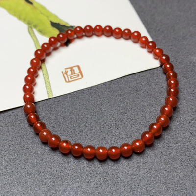 天然红玛瑙手链单圈女小珠子迷你