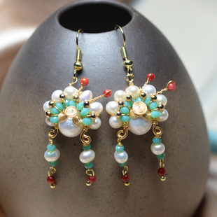 天然珍珠刀马旦京剧脸谱耳环复古中国风耳坠耳钉耳饰2021年新款潮