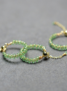 青色尖晶石戒指浅绿色像橄榄石葡萄石的绿色指环女款时尚编织食指