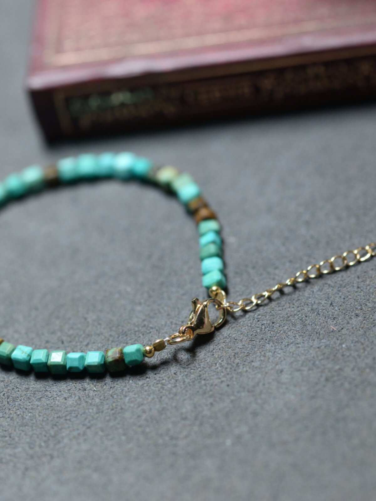 청록색 팔찌 싱글 서클 여성용 슈가 큐브 스퀘어 팔찌 아주 미세 조절 가능한 길이 연장 체인 WEN TIDE