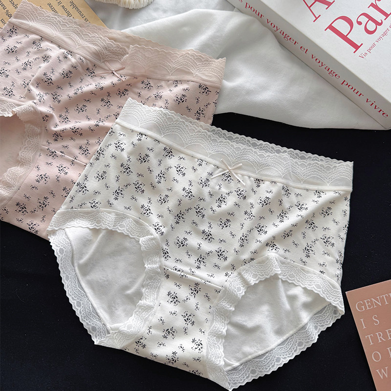 法式碎花内裤女士复古蕾丝边中高腰无痕性感包臀亲肤纯棉裆三角裤,女士内衣/男士内衣/家居服,女三角裤,淘宝优惠券,粉丝福利购,淘宝优惠卷