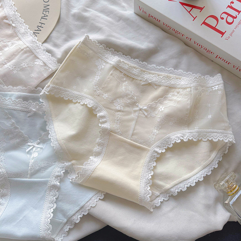 法式小香风纯棉内裤女性感拼接蕾丝网纱镂空7A抑菌包臀中腰三角裤,女士内衣/男士内衣/家居服,女三角裤,淘宝优惠券,粉丝福利购,淘宝优惠卷