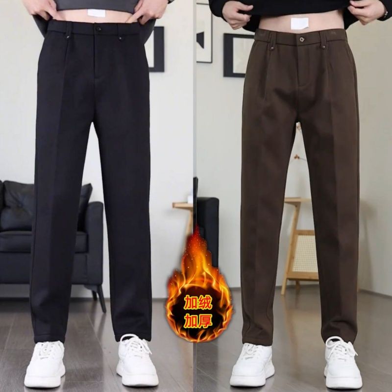 加厚毛呢微锥直筒休闲裤