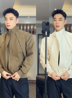 美式三防立领夹克男秋季痞帅户外软壳登山冲锋衣短款工装休闲外套