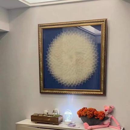 现代轻奢菩提玄关简约客厅沙发装饰画挂画菩提树中式实物壁画墙面