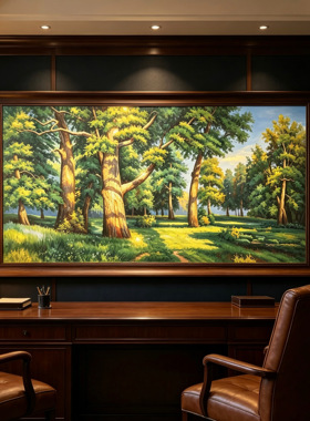 希施金树林油画橡树林手绘欧式办公室山水画 客厅装饰画 森林油画