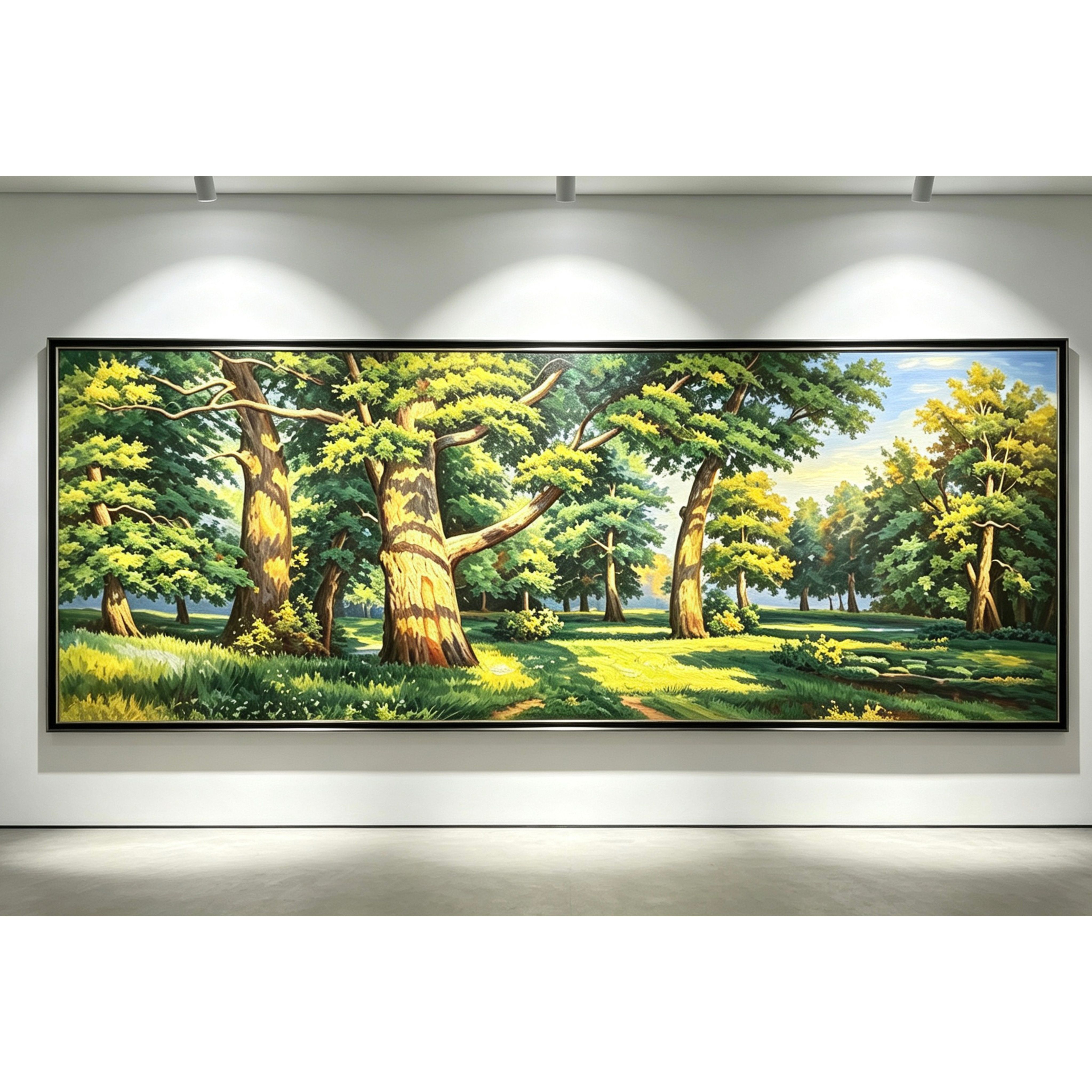 手绘油画大树风景客厅装饰画美式油画