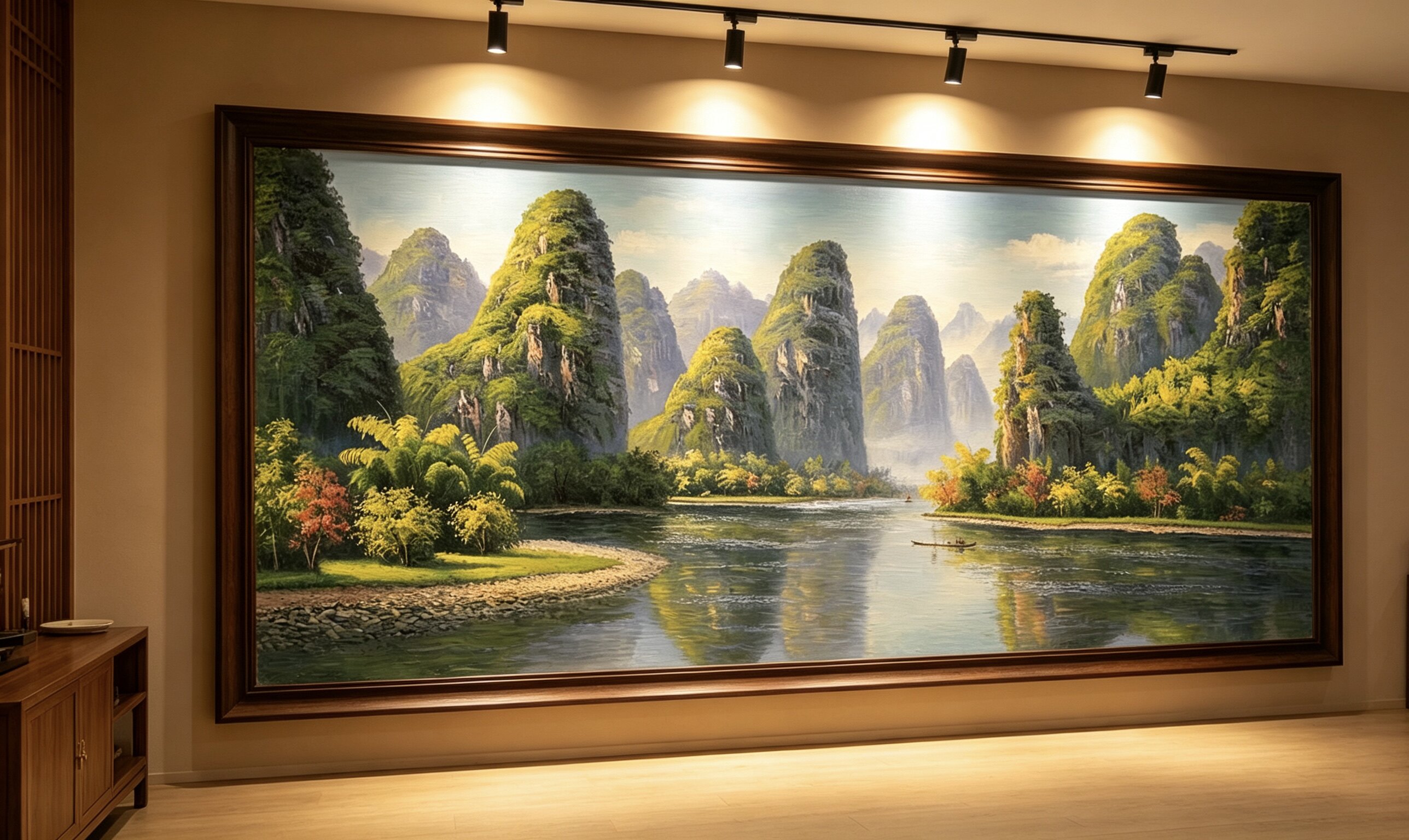 手绘油画桂林山水客厅装饰画办公油画
