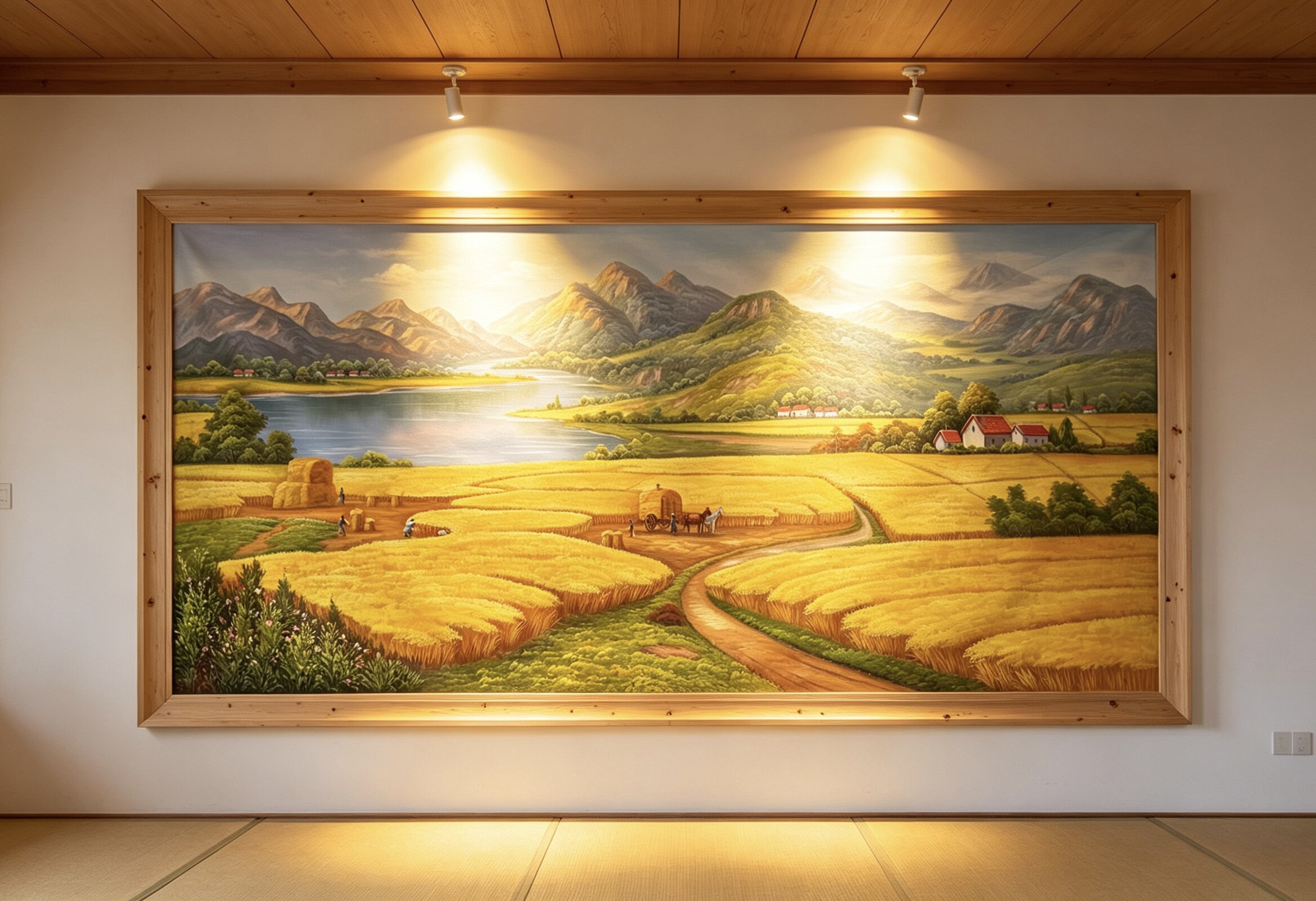 阳光下的麦田 客厅玄关画麦穗风水画家办公室画 手绘收藏入户油画