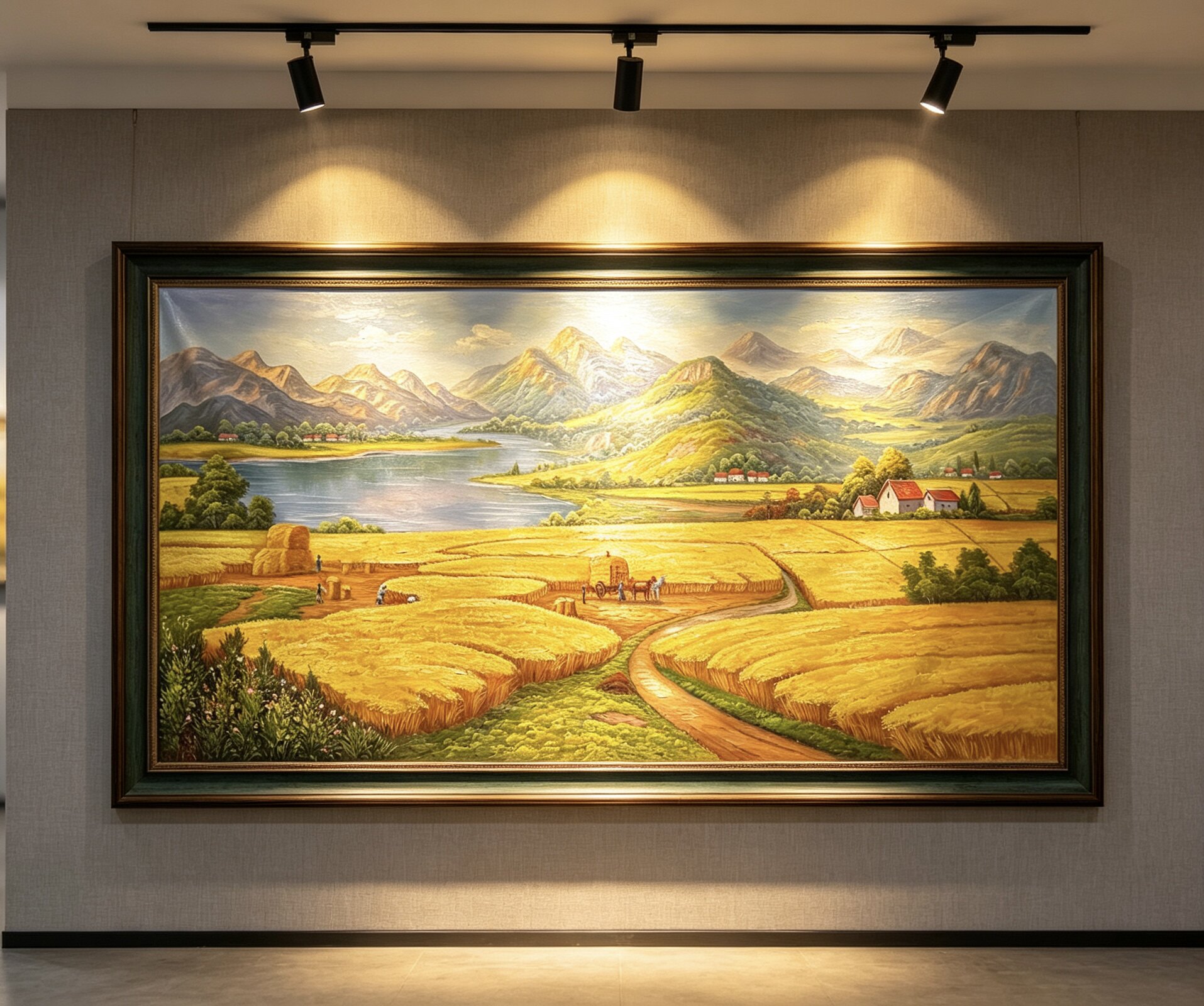 阳光下的麦田 客厅玄关画大气风水画家办公室画 手绘收藏入户油画