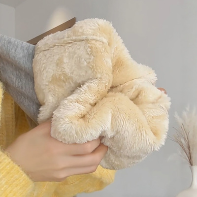 特厚羊羔绒运动裤女秋冬季加厚加绒外穿棉裤大码灰色阔腿弯刀卫裤