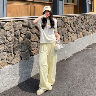 阔腿 萝卜大叔速干运动裤 女夏薄款 高腰宽松慵懒休闲裤 拼接窄版