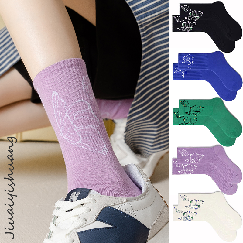 ins潮流纯棉高帮女袜时尚百搭