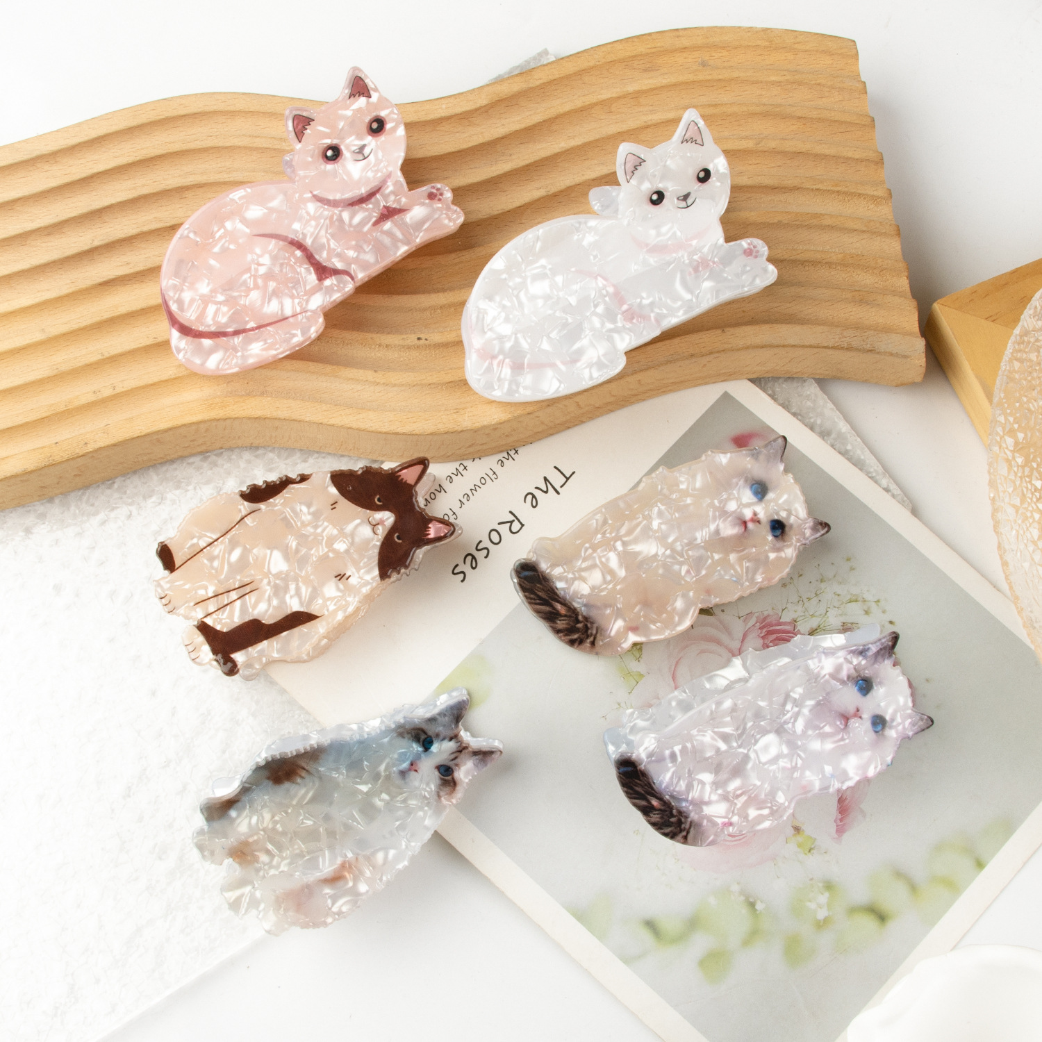 戈蕾思饰品可爱动物猫咪抓夹创意卡通后脑勺盘发发夹女鲨鱼夹
