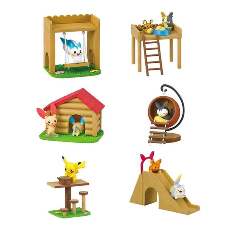 神奇宝贝梦可宝皮卡丘森林游乐场滑梯秋千可爱手办模型桌面小摆件