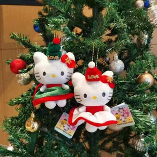 圣诞节凯蒂猫hellokitty黑皮玉桂狗毛绒公仔玩偶小挂件包包饰品