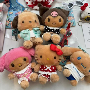 黑皮夏日沙滩墨镜款凯蒂猫帕恰狗库洛米玉桂狗毛绒公仔玩偶小挂件