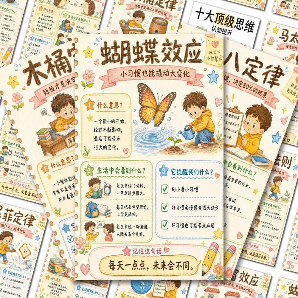 著名十大定律思维学习贴纸