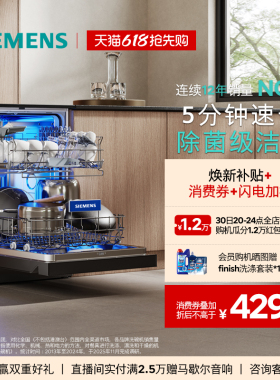 西门子极净魔盒3.0独立嵌入式洗碗机家用AI净洗17套黑白色EB99
