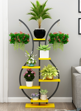 花架子多层室内阳台装饰落地式家用悬挂绿萝多肉置物架铁艺花盆架