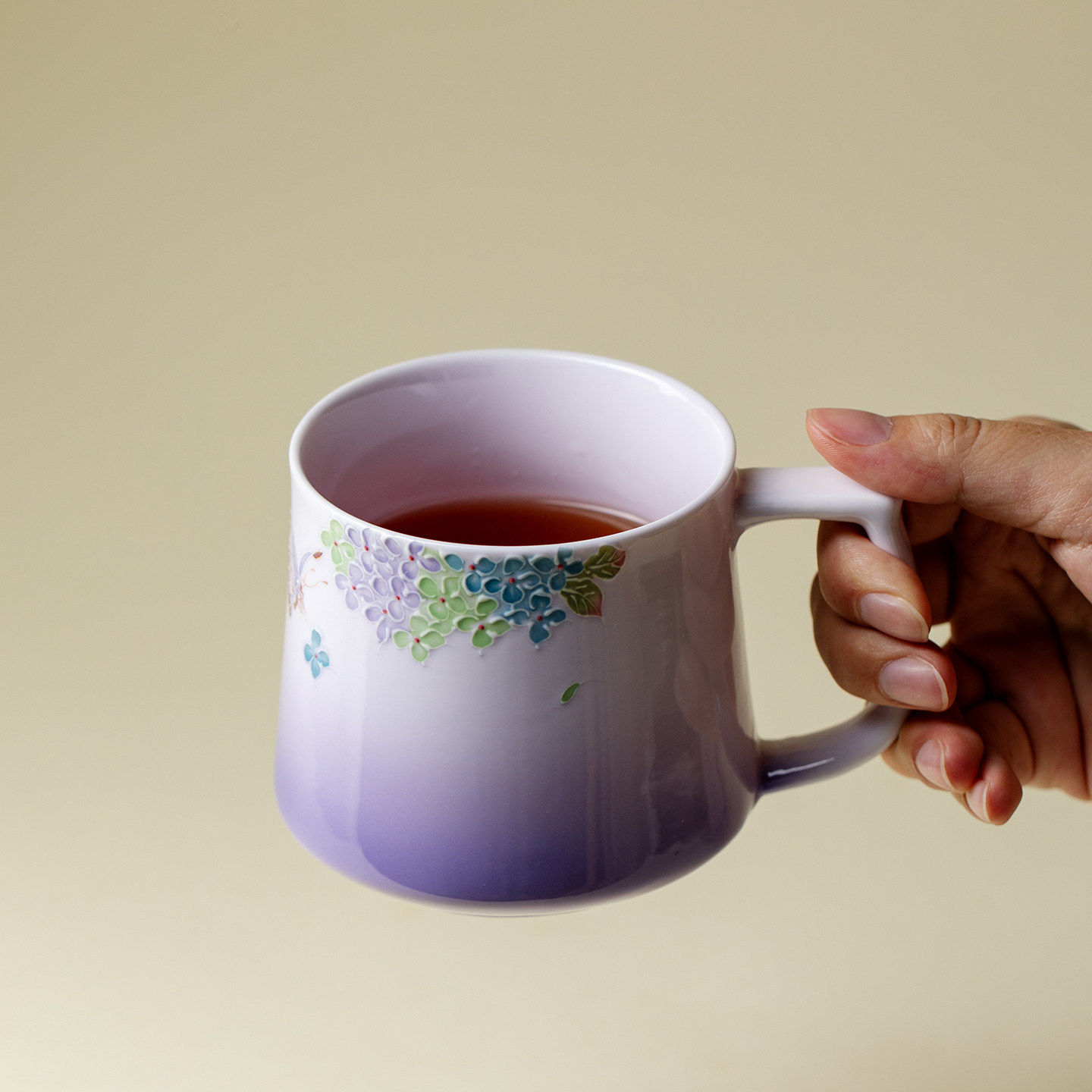 紫色紫霭迷蝶马克杯三件套茶水分离带过滤水杯高颜值办公茶杯咖啡