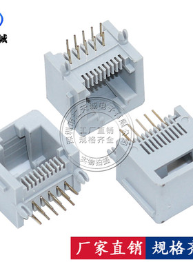 RJ45插座 全塑 56-10P10C母座10Pin 5224网络接口网口连接器分线