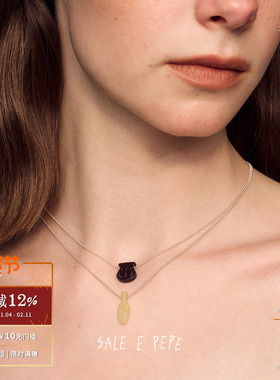 纯银卵石酒坛黄玉酒瓶吊坠项链