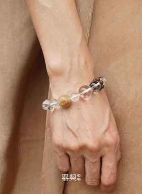QIQI器契 x 默叙 游乐白水晶手串 原创设计文玩乌金牛角手链