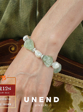 UNEND止续 碧梦Verdant Dream葡萄石手链 纯银设计珍珠腕饰 默叙
