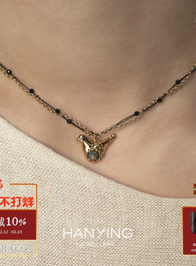 HANYING 爱情鸟项链 小众原创设计复古气质情人节礼物锁骨链 默叙