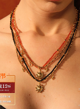 LAZY CIRCLES 暖日流光项链 红玛瑙原创小众设计复古锁骨链 默叙