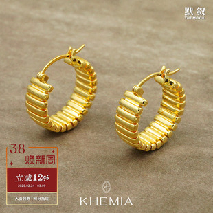 KHEMIA 纯银Fusilli耳环 原创小众设计高级气质简约百搭耳饰耳圈