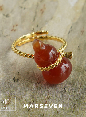 MARSEVEN红色绳结葫芦戒指