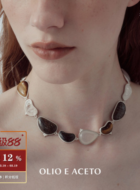 OLIO E ACETO油醋汁 宝石纯银秘境拼接项链 原创设计师银饰 默叙