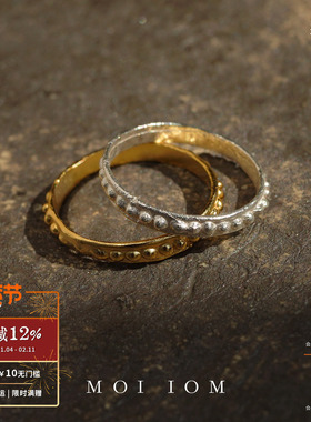 MOI IOM 波点星石肌理戒指 纯银原创设计小众镶嵌银饰配饰 默叙