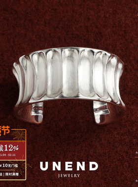 UNEND止续 静谷Ridge手镯 纯银原创设计质感红玛瑙拉丝银饰 默叙