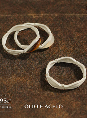 OLIO E ACETO油醋汁 纯银虎眼石玉髓花冠戒指 原创设计师银饰默叙