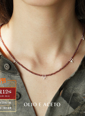 OLIOEACETO石榴石水滴项链