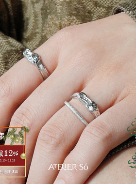 ATELIERSO倪索 别针单层双层戒指 纯银原创设计师小众高级感默叙