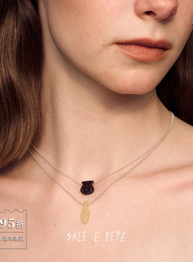 纯银卵石酒坛黄玉酒瓶吊坠项链