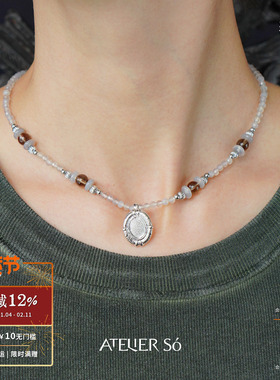 ATELIERSO灰玛瑙弦线串珠项链