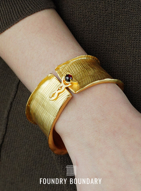 FOUNDRY BOUNDARY 布纹开合宽手镯 纯银原创小众设计师腕饰 默叙