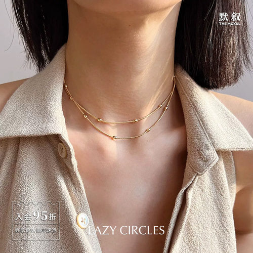 LAZYCIRCLES金色双层水珠项链