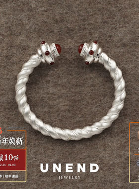 UNEND止续 光织Glow宽手镯 纯银原创设计质感雕刻拉丝银饰 默叙