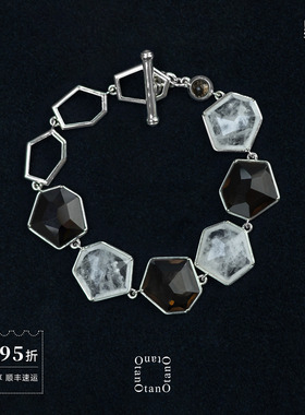 OTANO Aruna不规则手链 纯银茶晶白水晶原创小众个性设计师 默叙