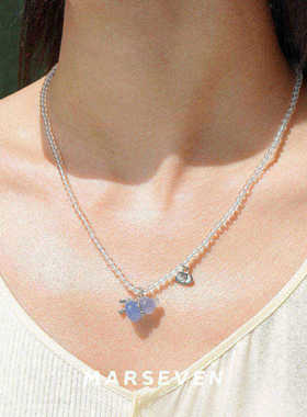 蓝紫色绳结葫芦串珠项链